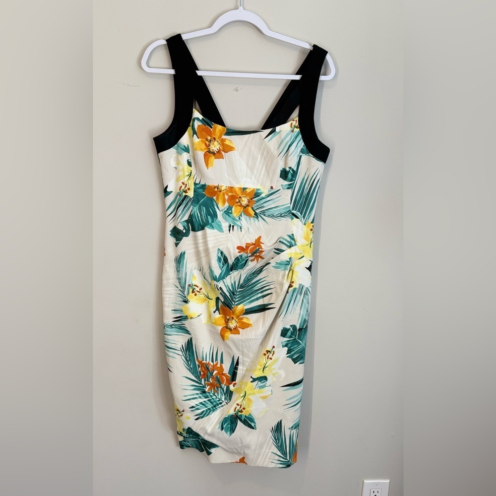 Karen Millen Sleeveless Floral Tropical Print Sheath Dress Size US10 1818 - Picture 2 of 13